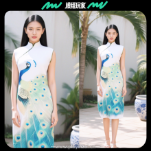 【物理效果旗袍】可摆动的物理效果东南亚孔 