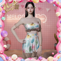 【玹子】海岛风情薄纱女装01-超清透薄纱抹胸短裙（导师：海京先生 UID7723）